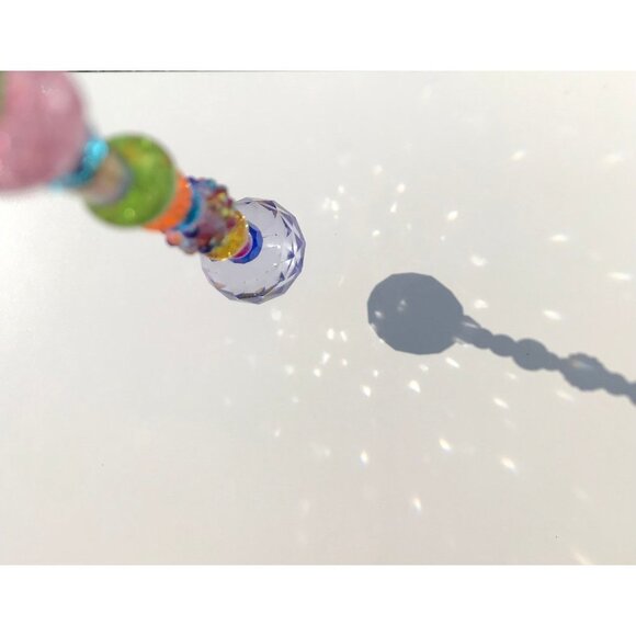 Beaded Suncatcher Light Purple Crystal Prism Hanging Patio Decor Yard Art - Picture 3 of 10